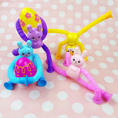 Bunny design pop tubes with suction cups for play