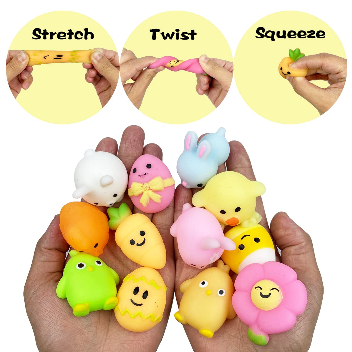 Colorful plastic Easter eggs sized about 1.4 x 2.2 inches