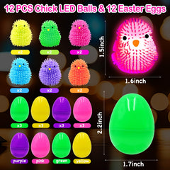 LED Chick Puffer Balls inside Easter eggs for kid friendly play
