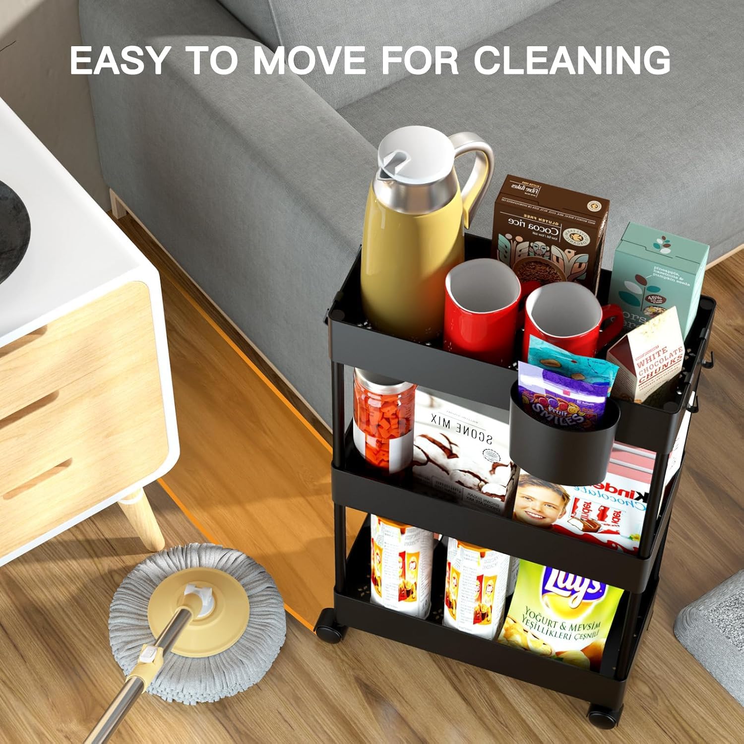 Pipishell bathroom storage cart under sink usage