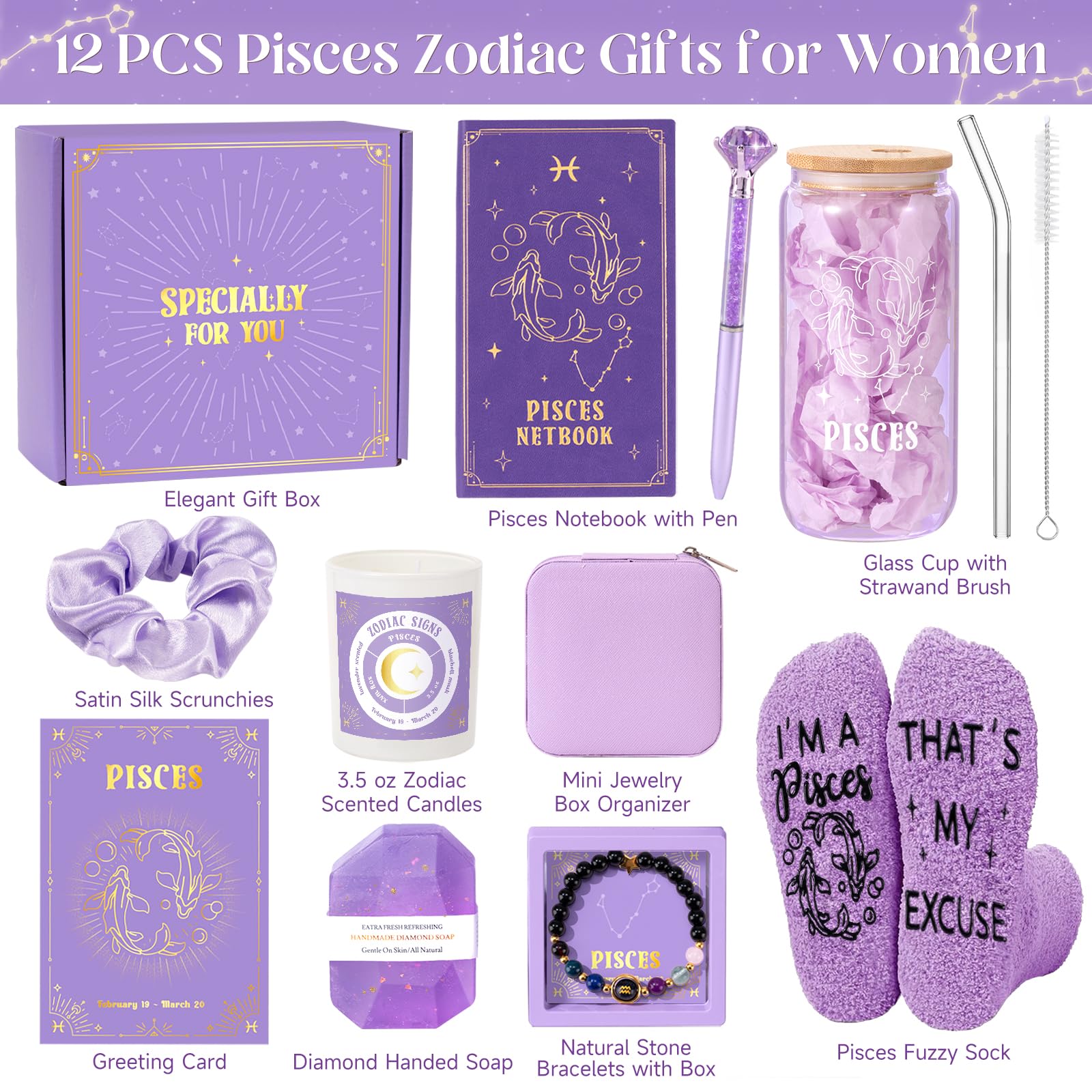 3.5 oz zodiac scented candle included in gift set