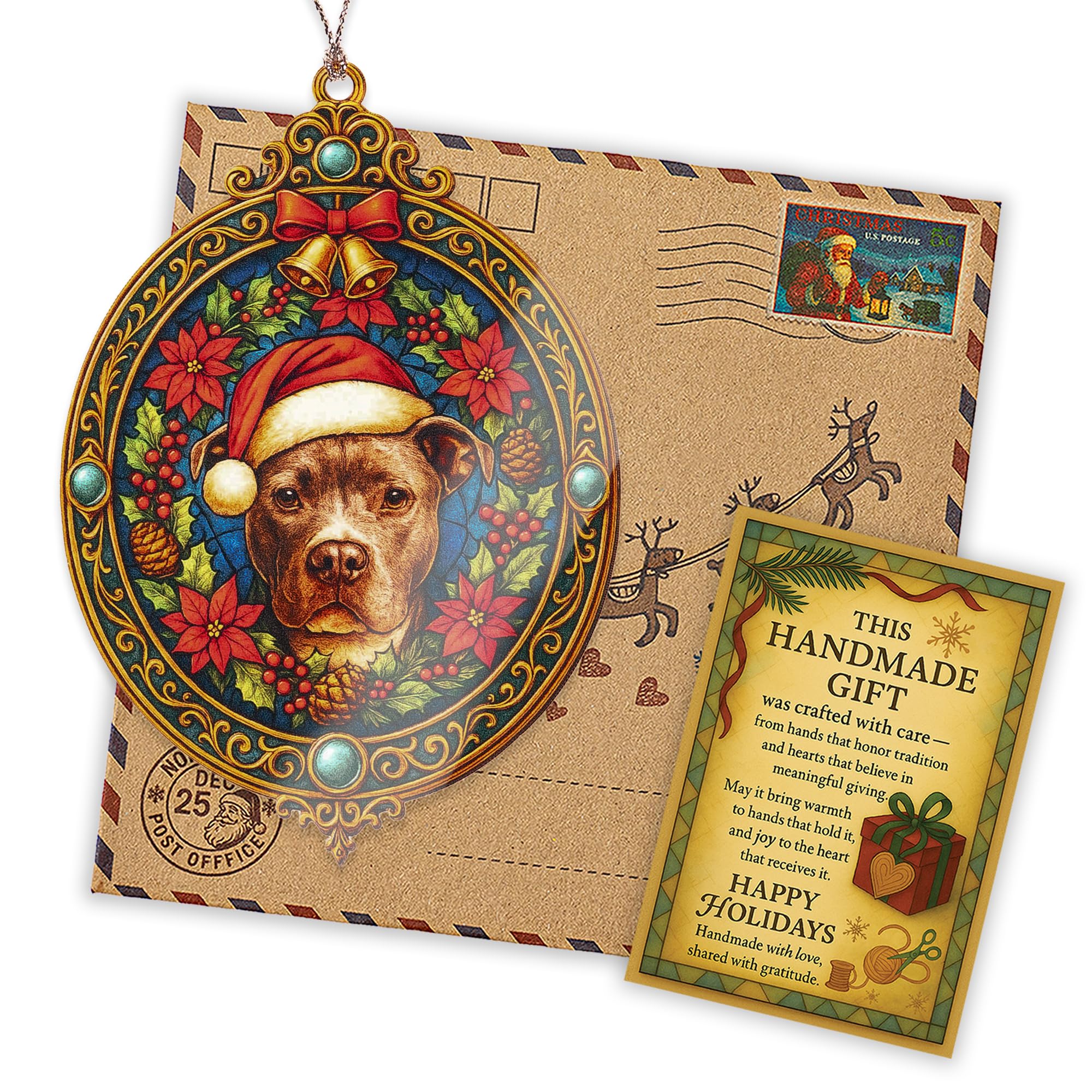 Dog breed decor ornament with story card