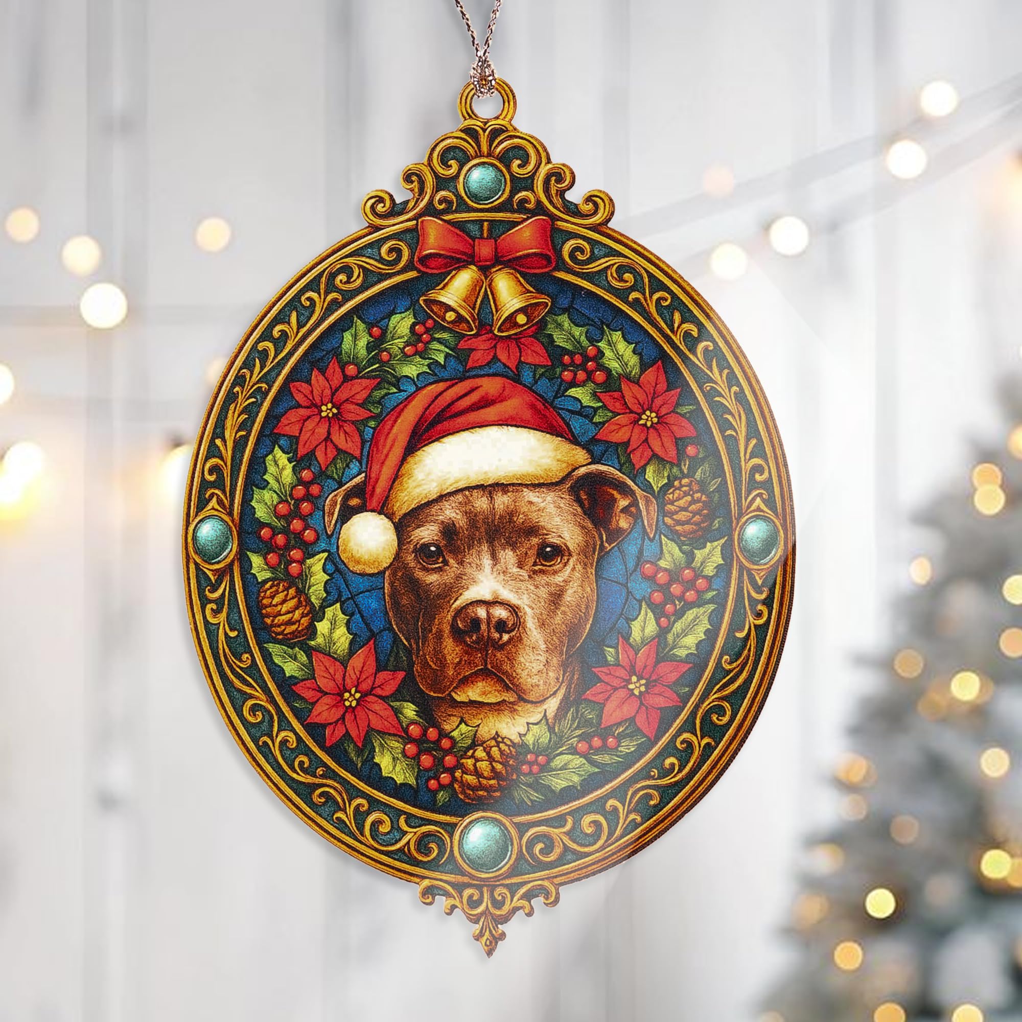 Keepsake Christmas card themed Pitbull Ornament