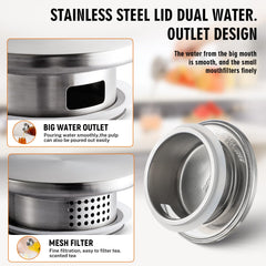 stainless steel lid with dual pouring options for pitcher