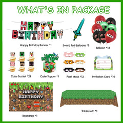 Pixel game birthday decorations backdrop