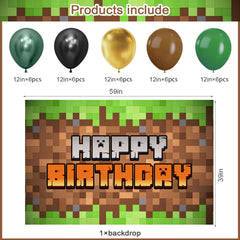 Pixel game themed 25 latex balloons