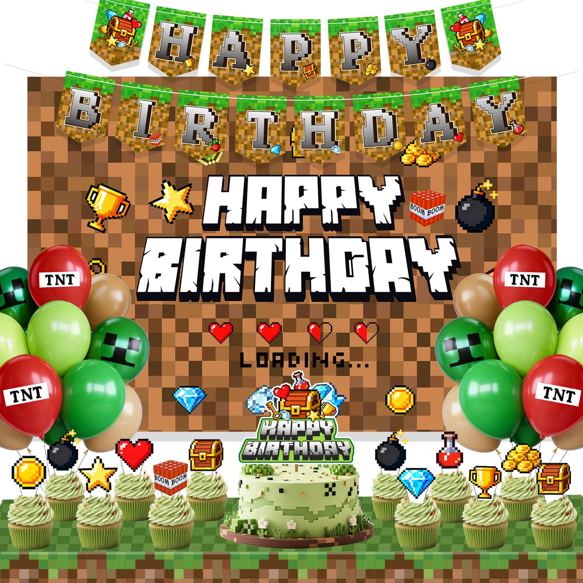Pixel Game banner for birthday party