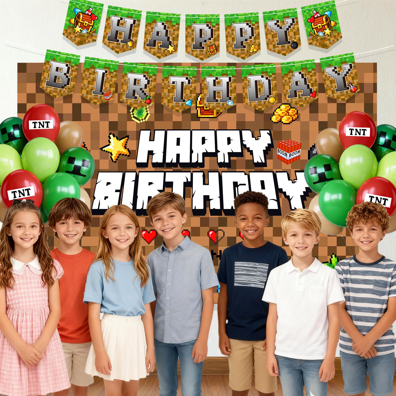 Pixel Game gamer themed party decor image set
