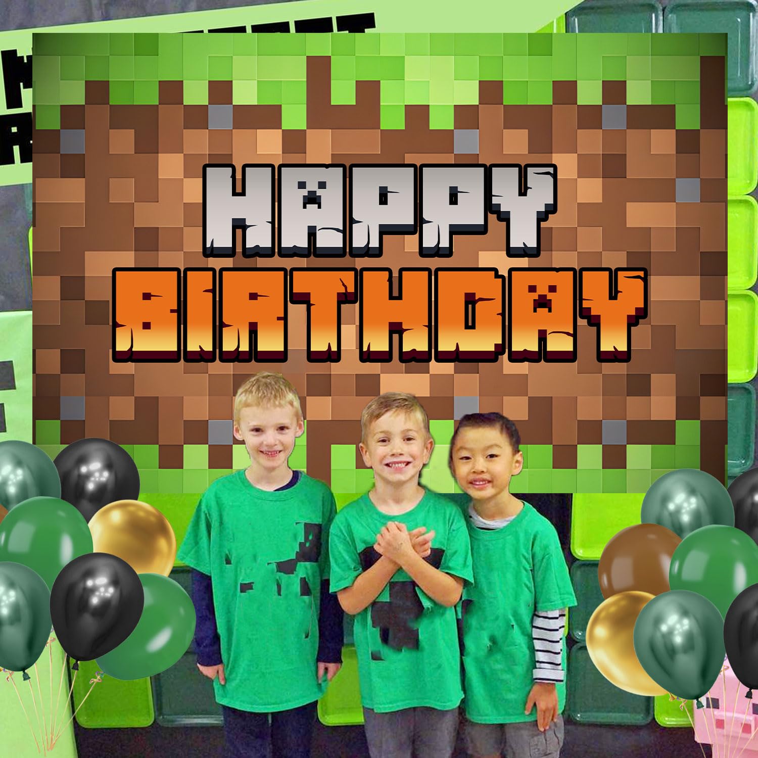Kids birthday party pixel game decorations