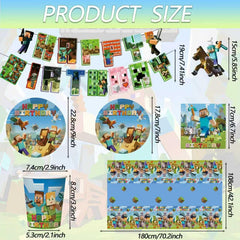 20 9-inch and 7-inch plates with napkins and cups in Pixel kit