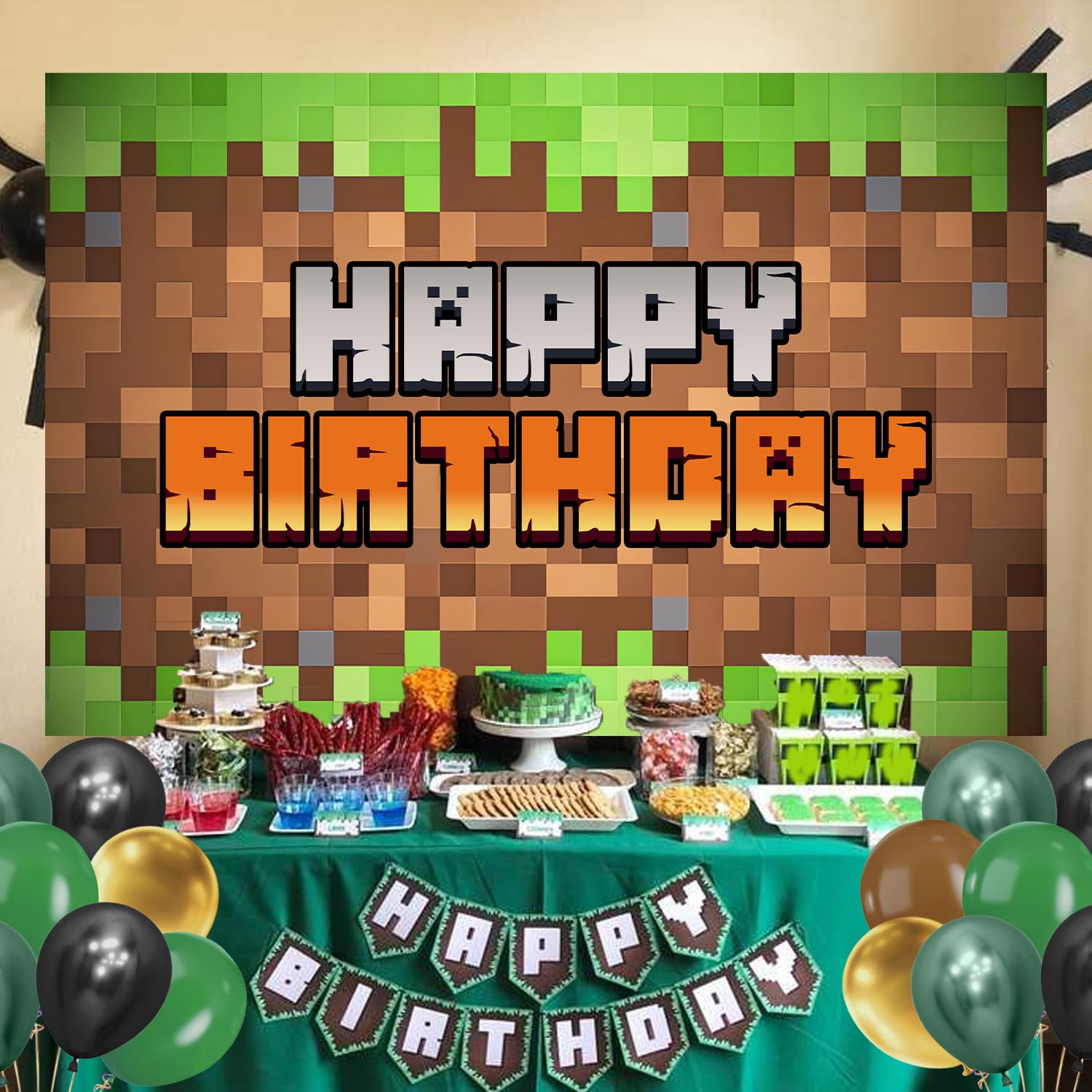 Pixel themed party decorations packaging