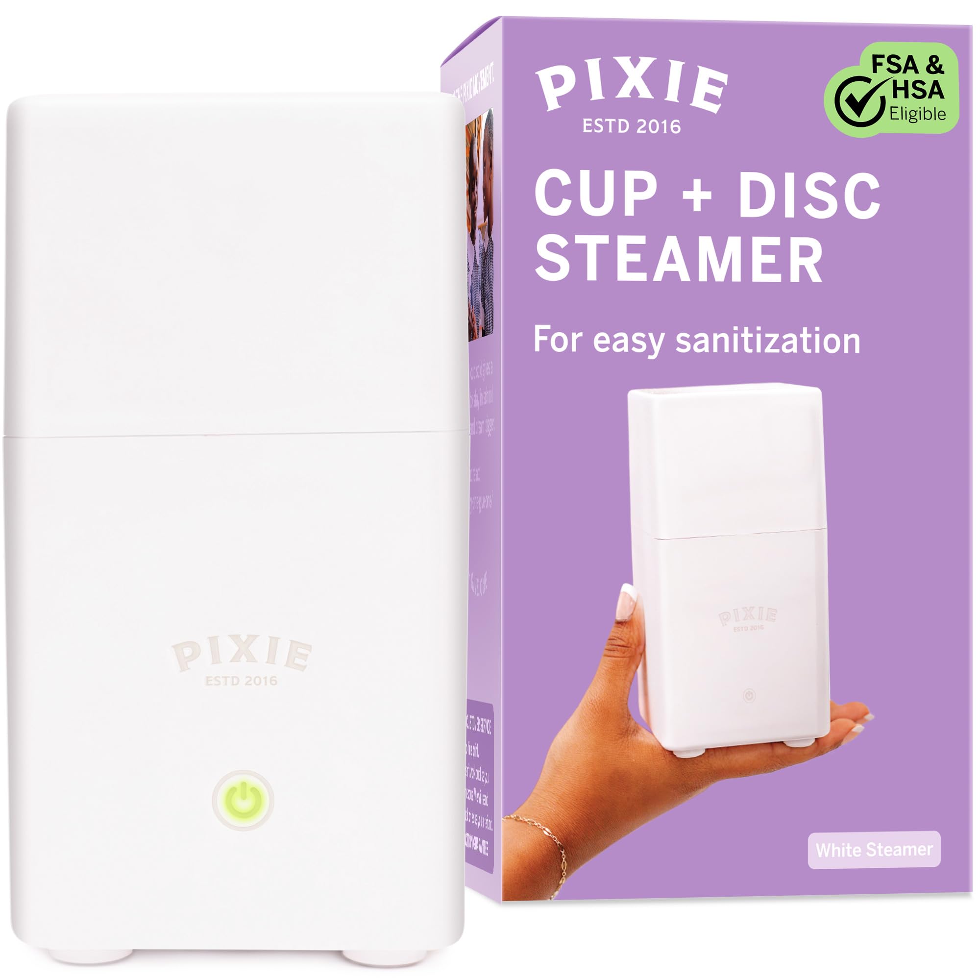 Pixie menstrual cup steam cleaner product image in white