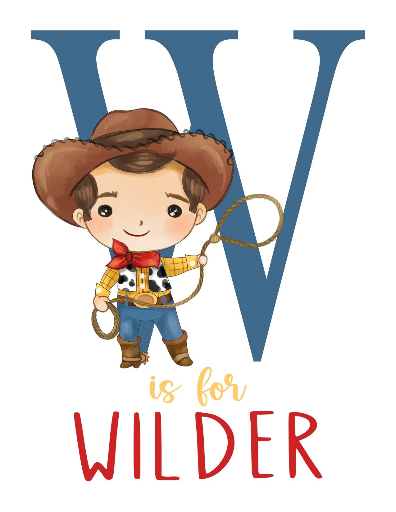 Pixie Paper watercolor Woody Toy Story print 18x24 option