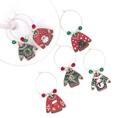 Beaded enamel charms clip onto standard wine glasses