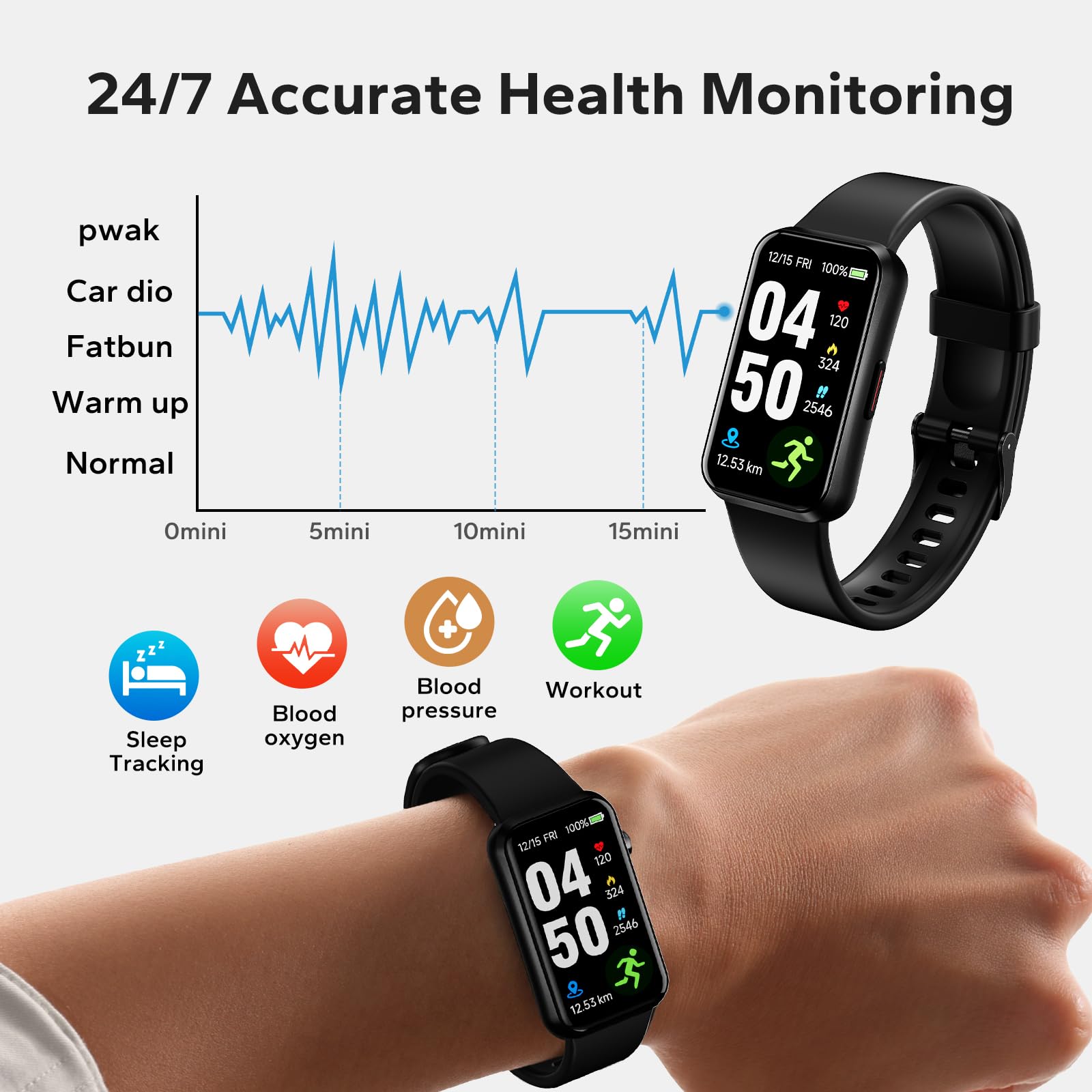 heart rate monitor display on pixtlcoe device
