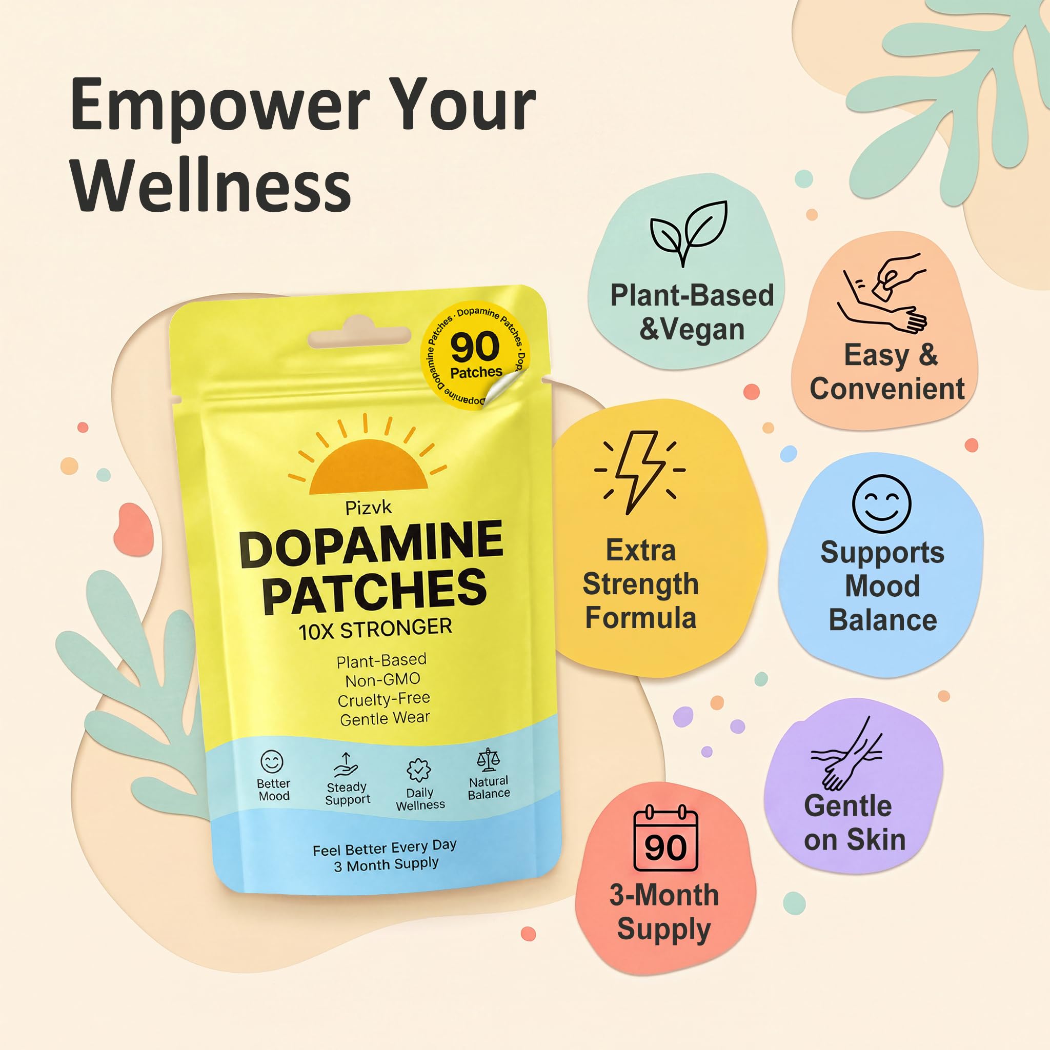 Plant-based non-GMO dopamine patches packaging