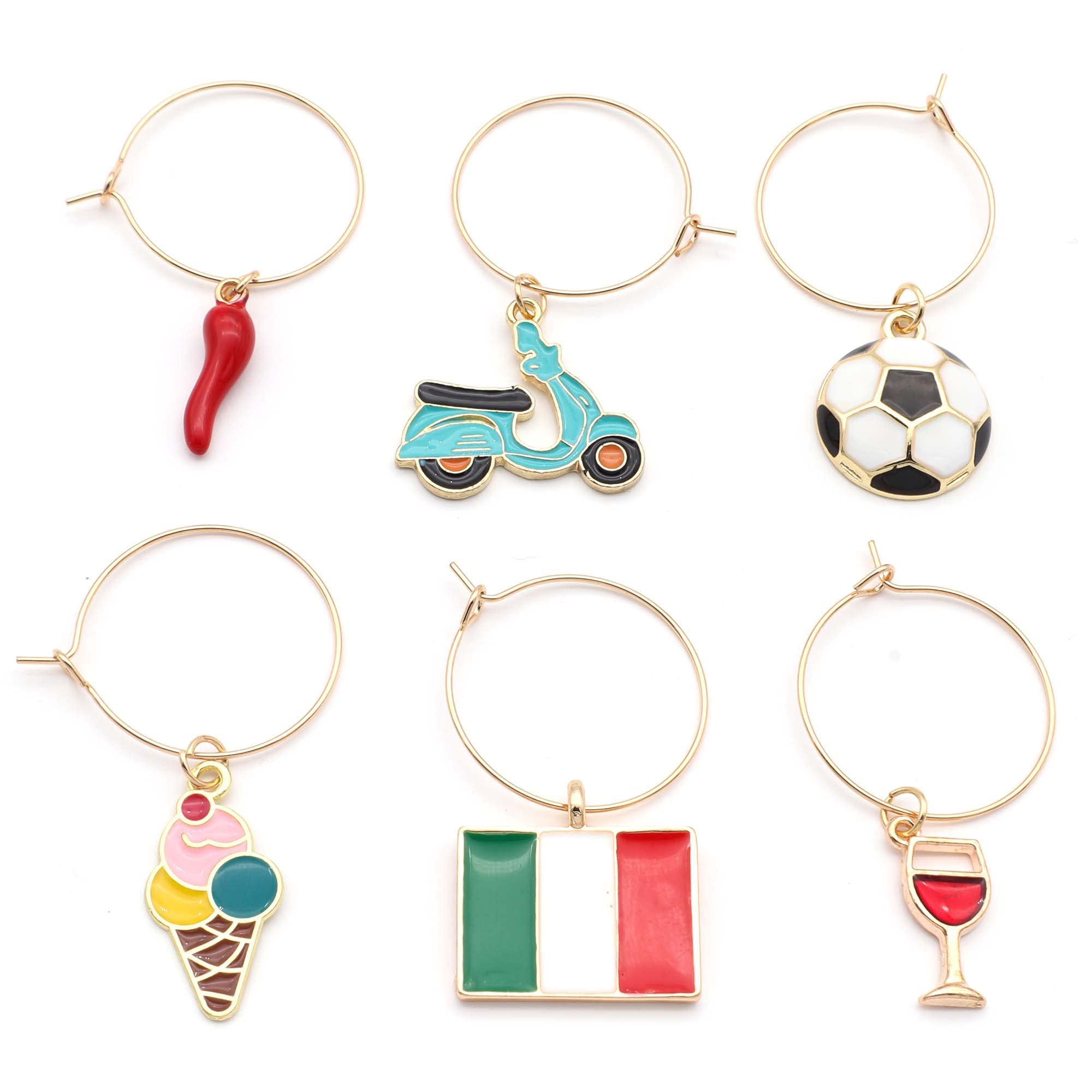 Pizza charm for wine glass