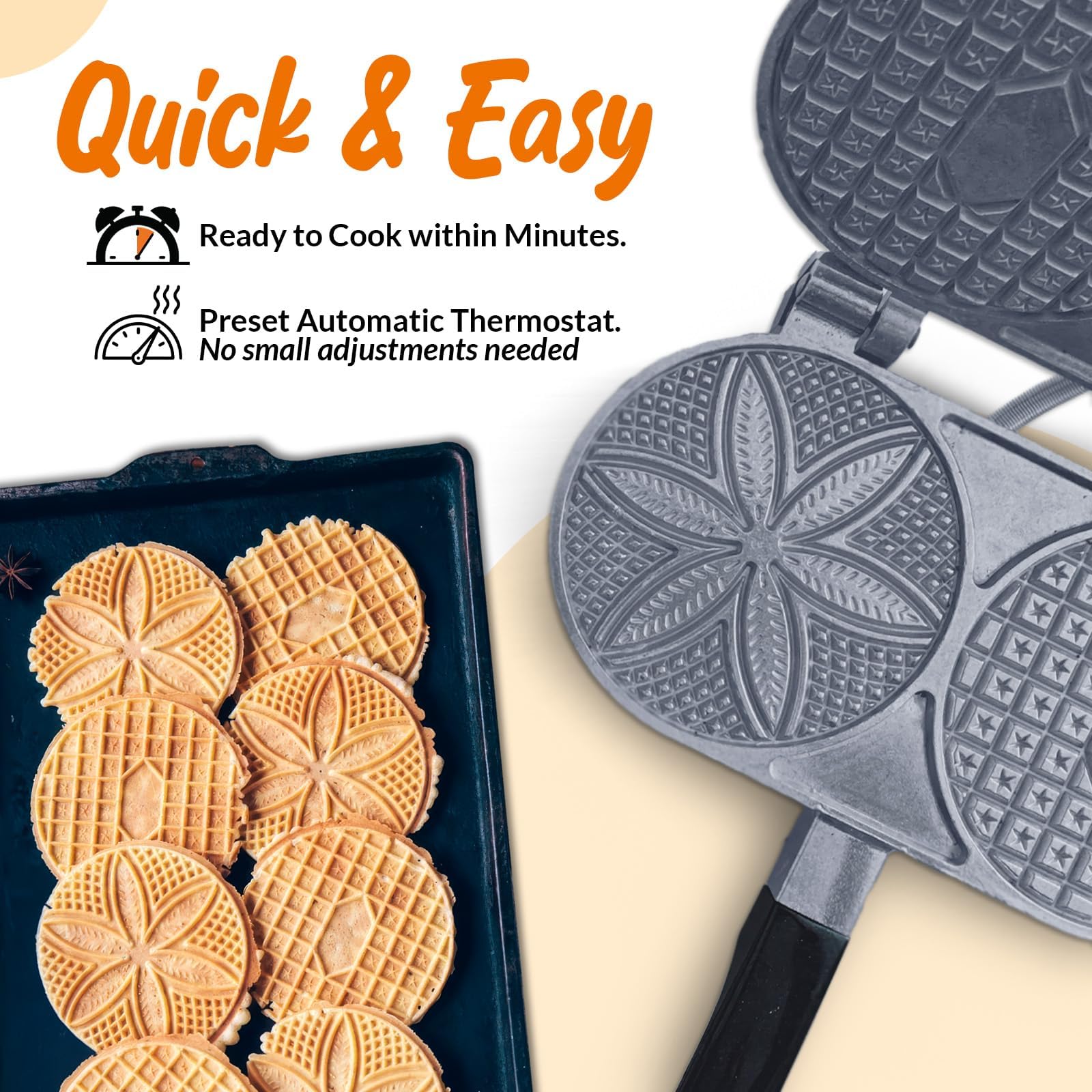 Pizzelle iron 5 inch patterns from C Palmer