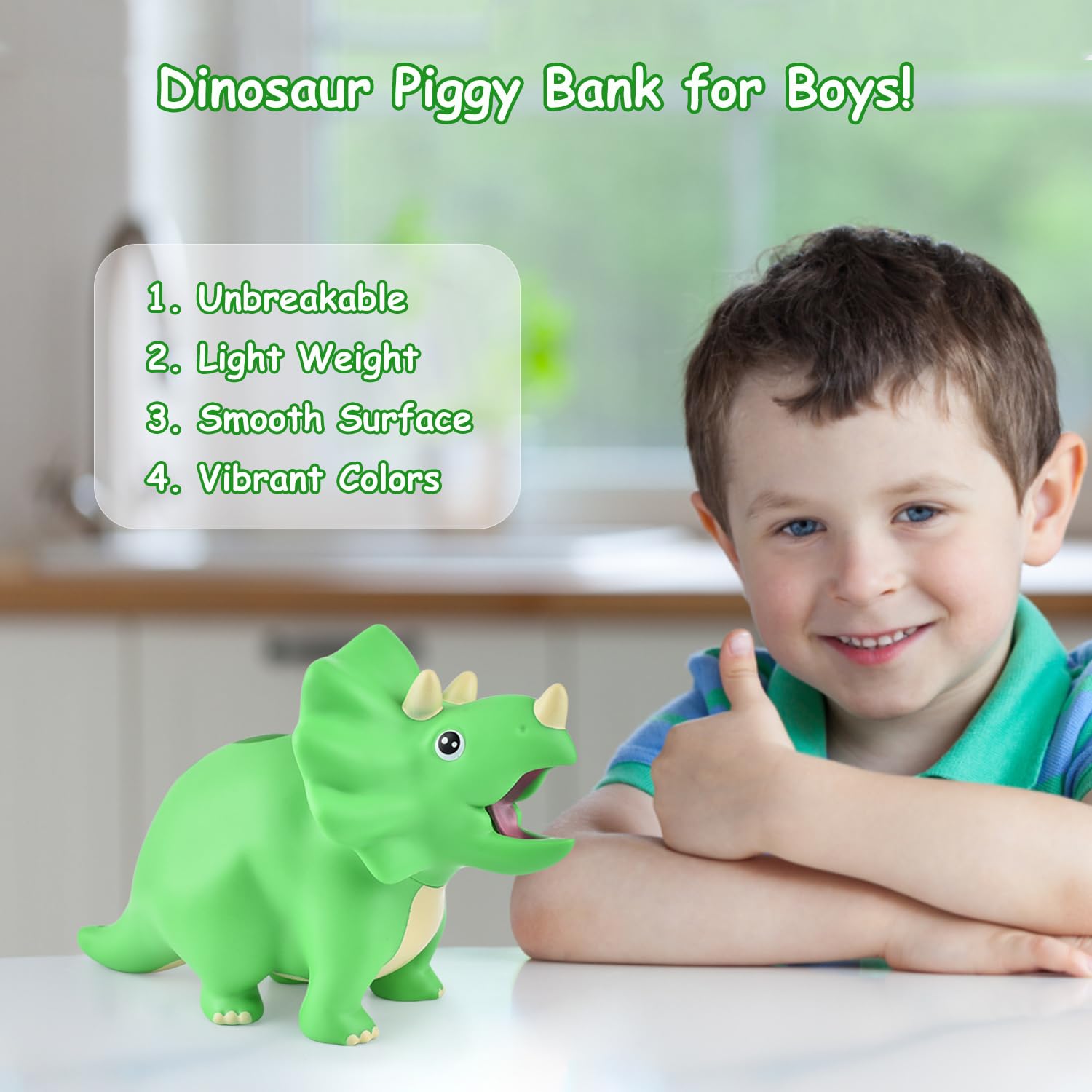 Dinosaur piggy bank for kids 10 inch long