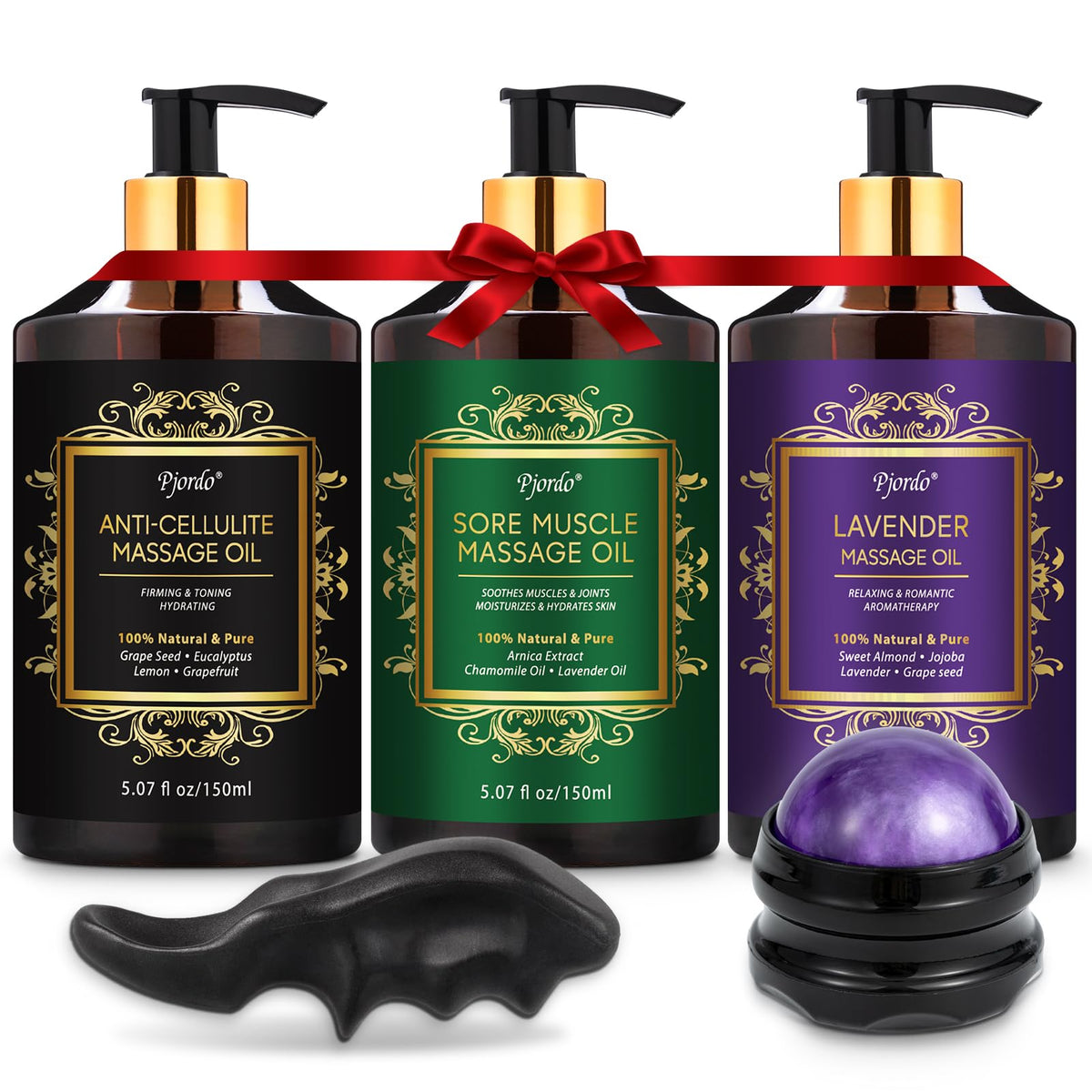 Pjordo 3-pack massage oil bottle for therapy