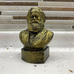 3D printed Karl Marx bust with gold detailing