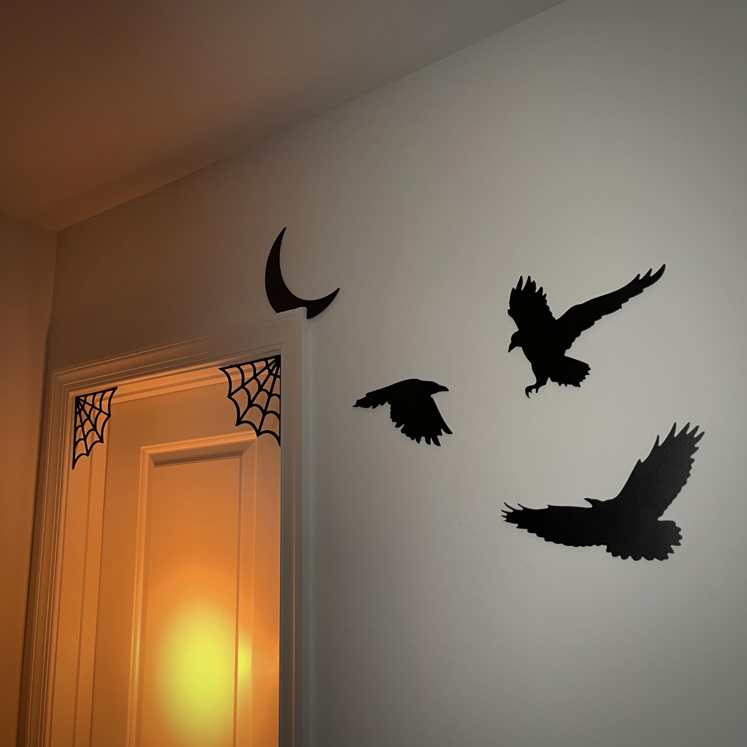 Door frame corner sign spider web decor 6.25 inch square