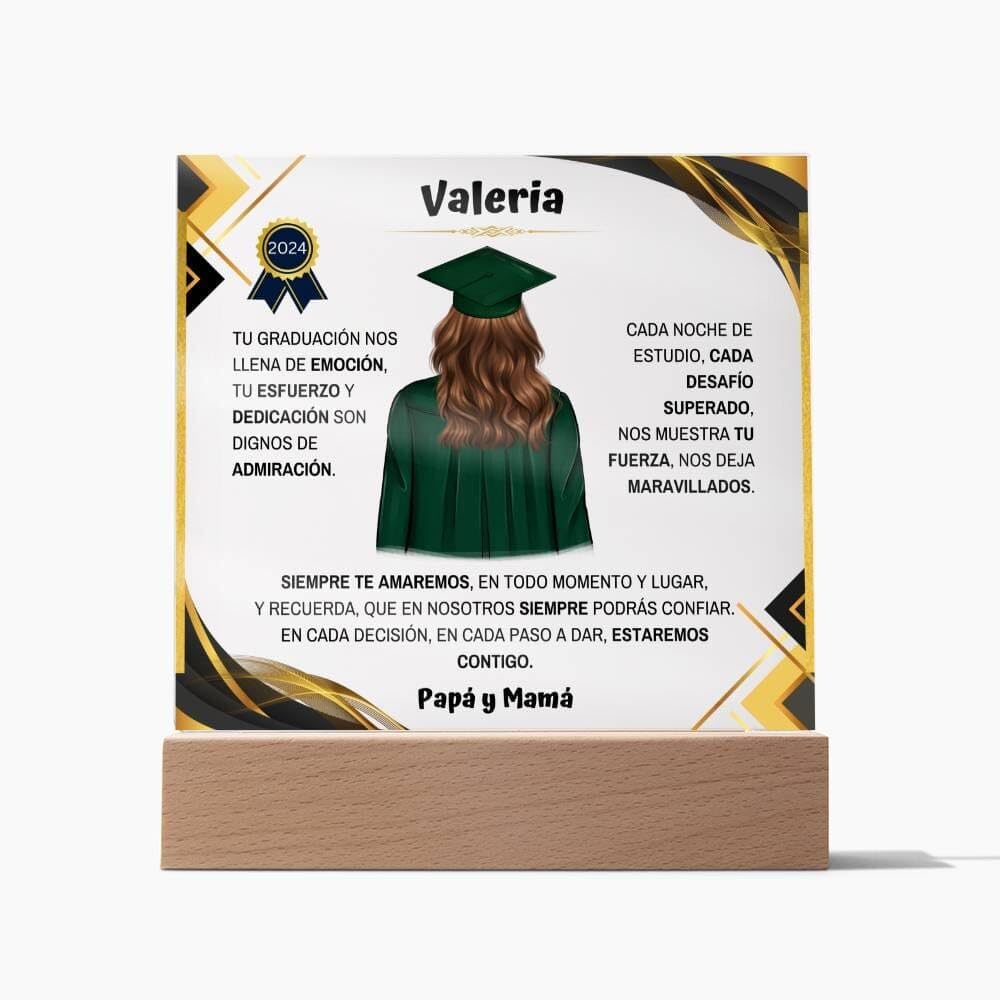 placa acrílica iluminada personalizada para graduación