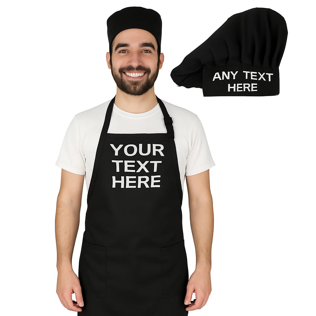 PLACE4PRINT embroidered apron set for adults
