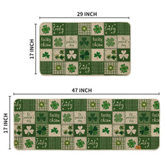 St Patrick's Day plaid shamrock kitchen mats set of 2