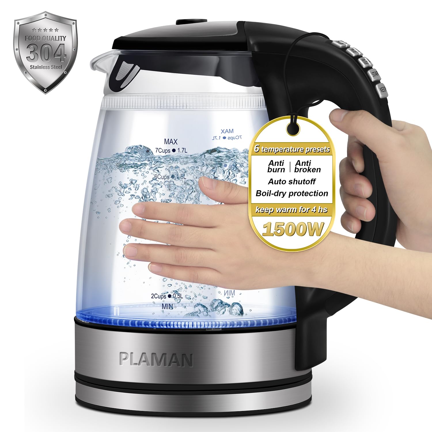 Plaman Cool Touch Electric Kettle product front view