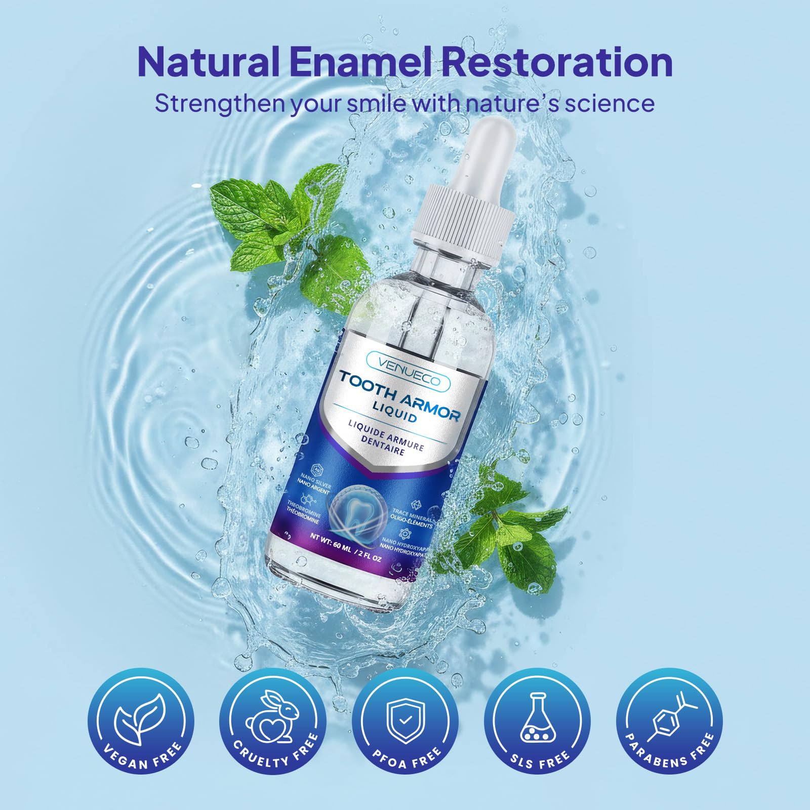 Gentle daily-use oral care liquid packaging