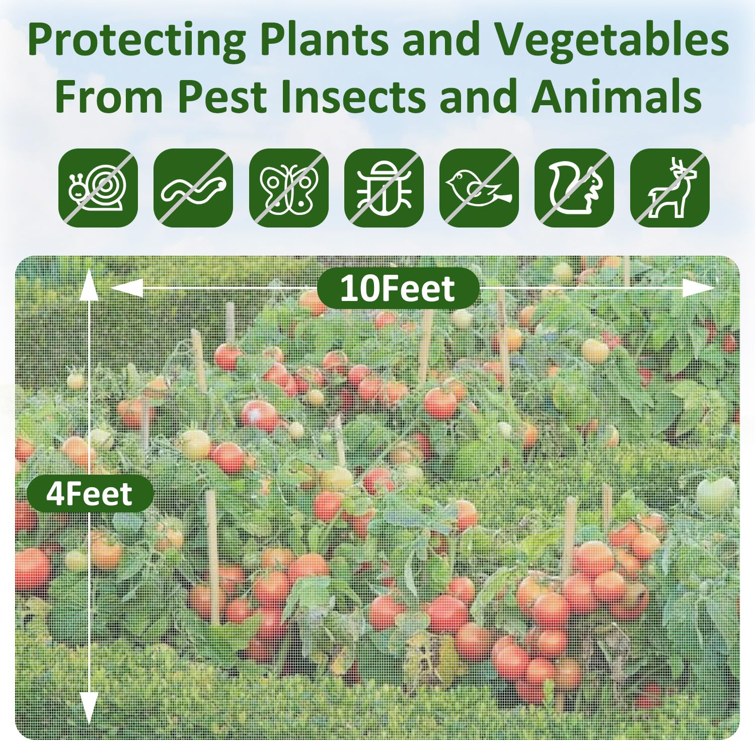 Plant netting pest barrier for raised beds and greenhouse