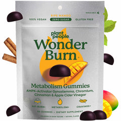 Plant People WonderBurn Metabolism Gummies bottle with ripe mango flavor