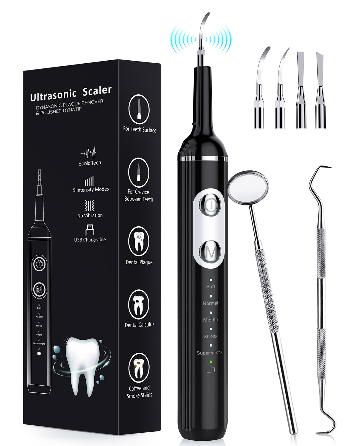 Plaque Remover for Teeth in home dental cleaning kit LED light
