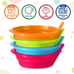 22 oz capacity PLASKIDY kids bowls with built-in straws
