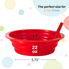 BPA free PP material kids bowls with built-in straw