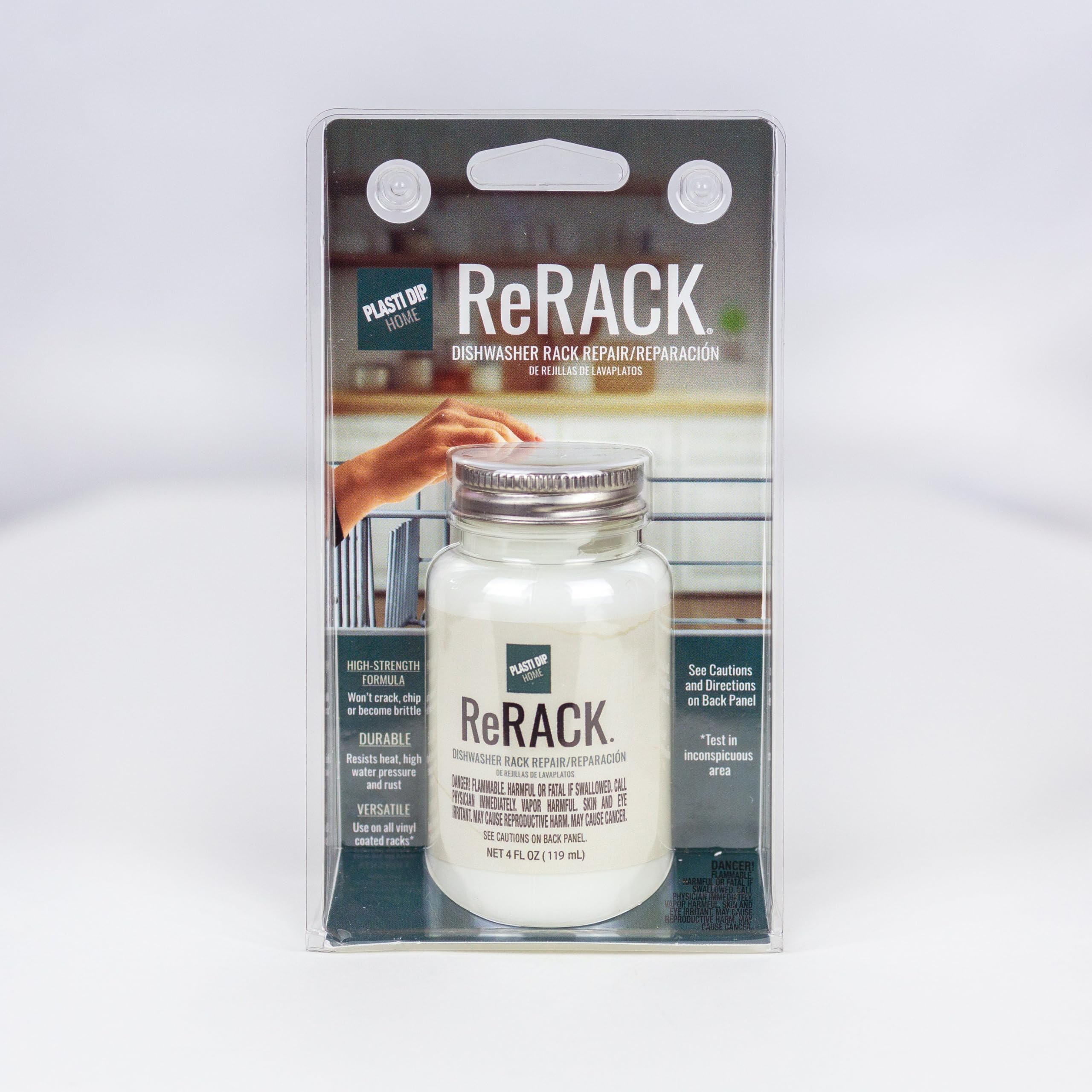 Plasti Dip ReRACK 4 oz White dishwasher rack repair coating bottle