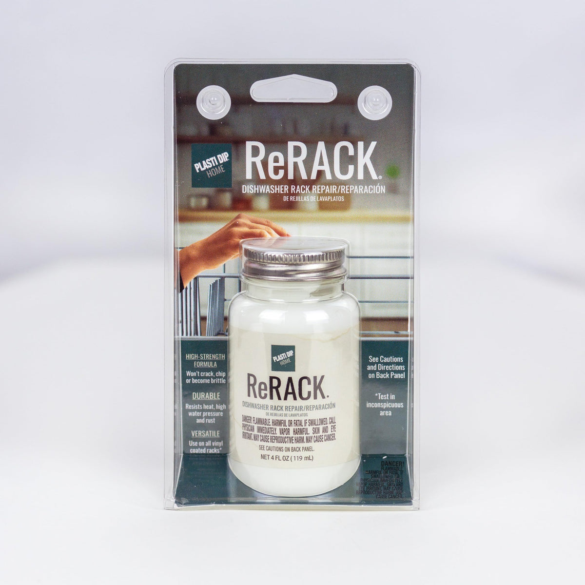 Plasti Dip ReRACK 4 oz White dishwasher rack repair coating bottle
