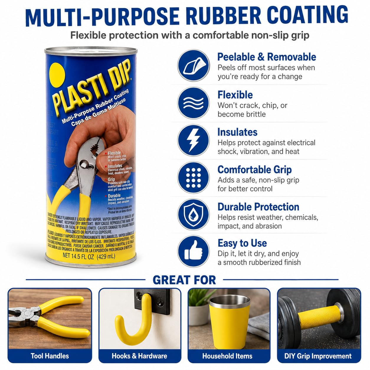 Yellow Plasti Dip coating for DIY projects and crafts