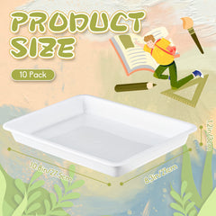 White polypropylene art trays for classrooms