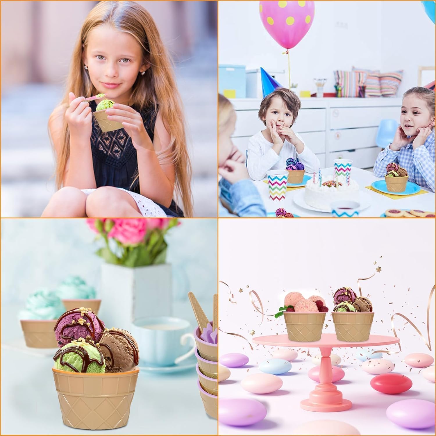 Spoons included with ice cream bowls in PP material