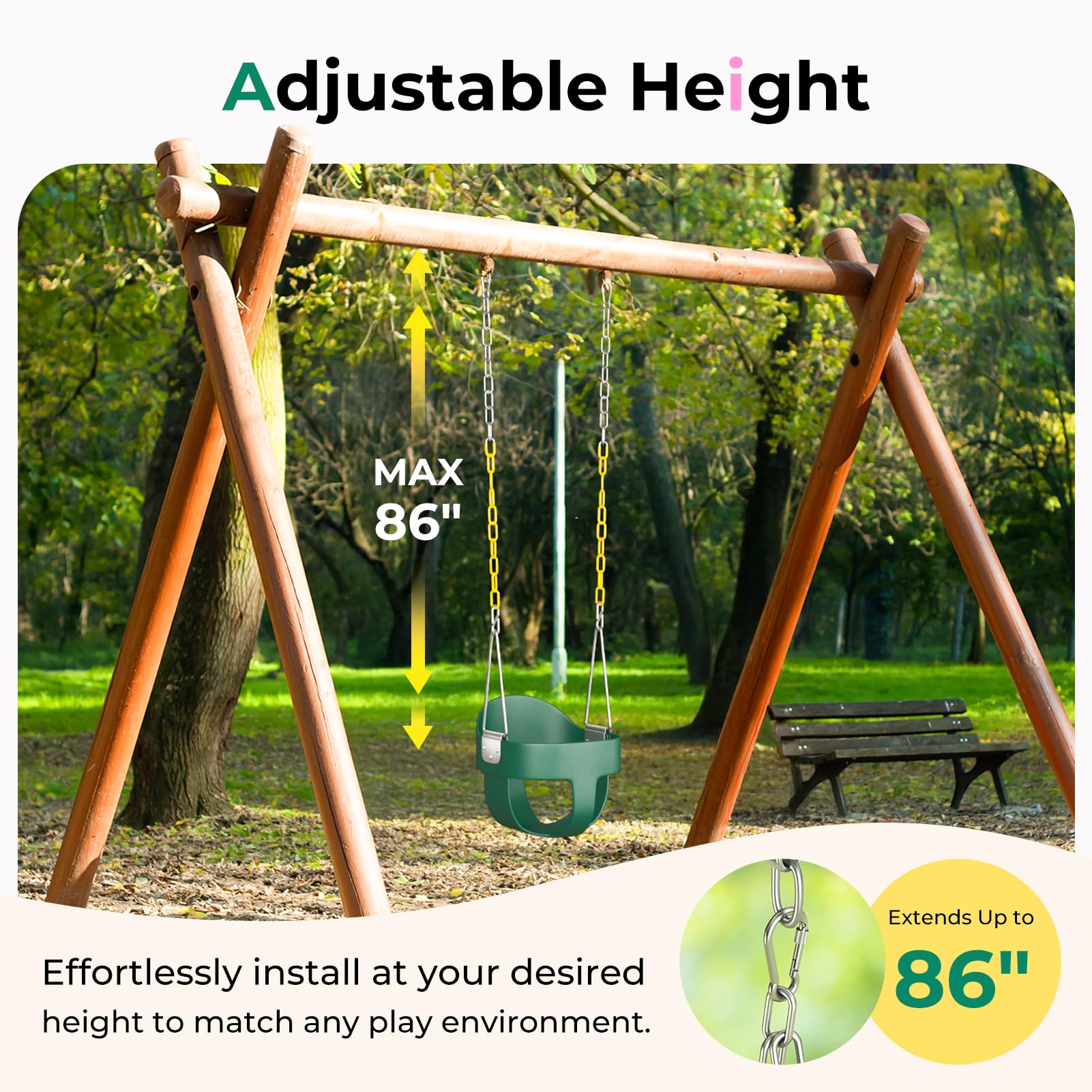 Adjustable chain up to 86 inches for DECORLIFE swing