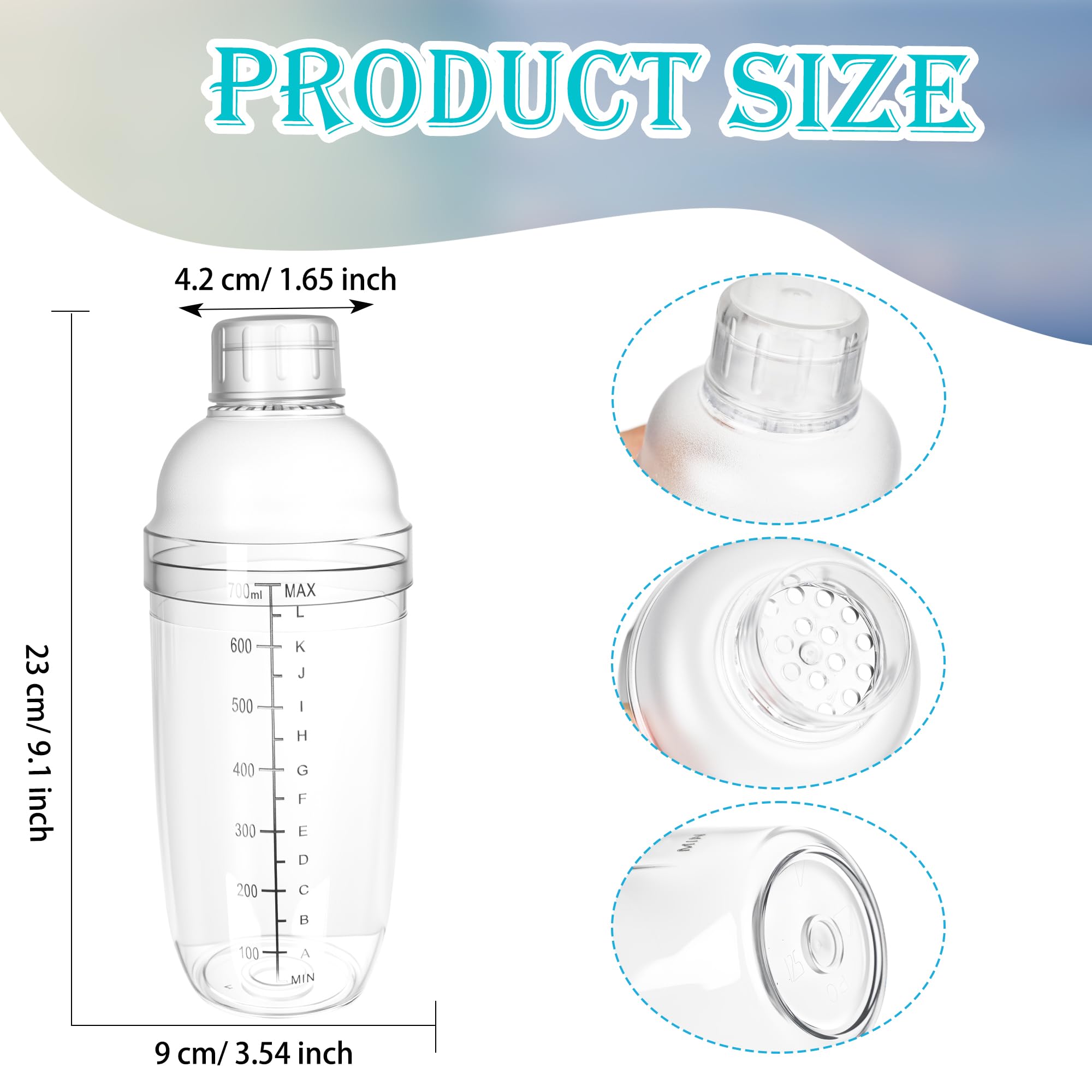 plastic cocktail shaker 700ml capacity