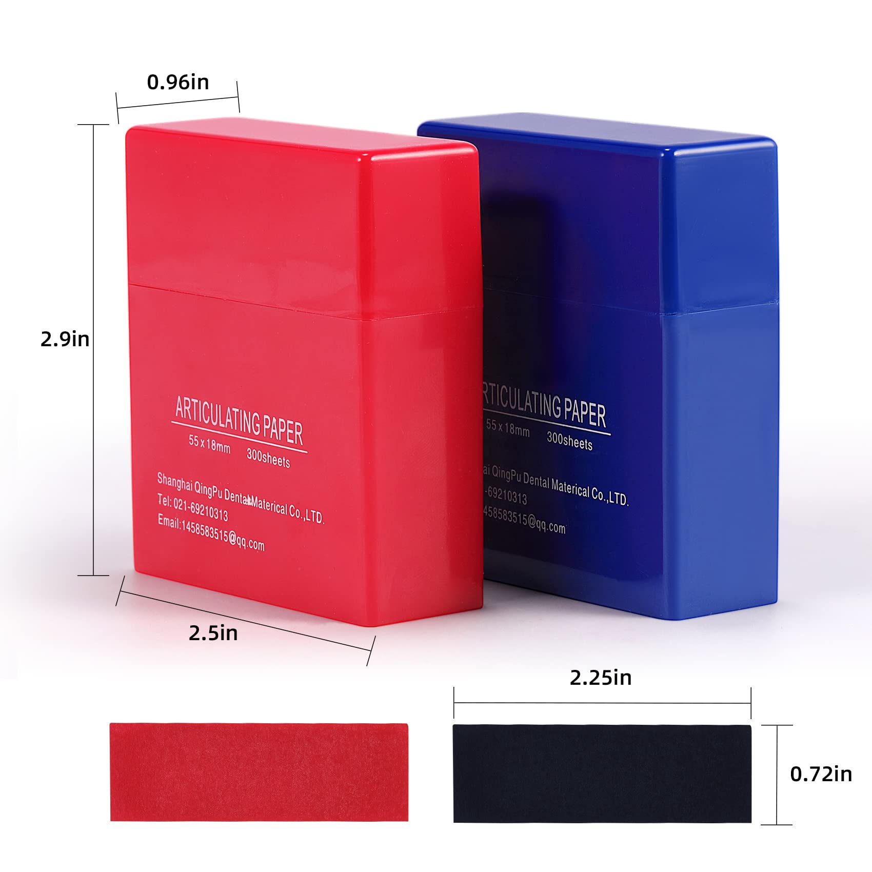 Blue plastic dispenser holding articulating paper