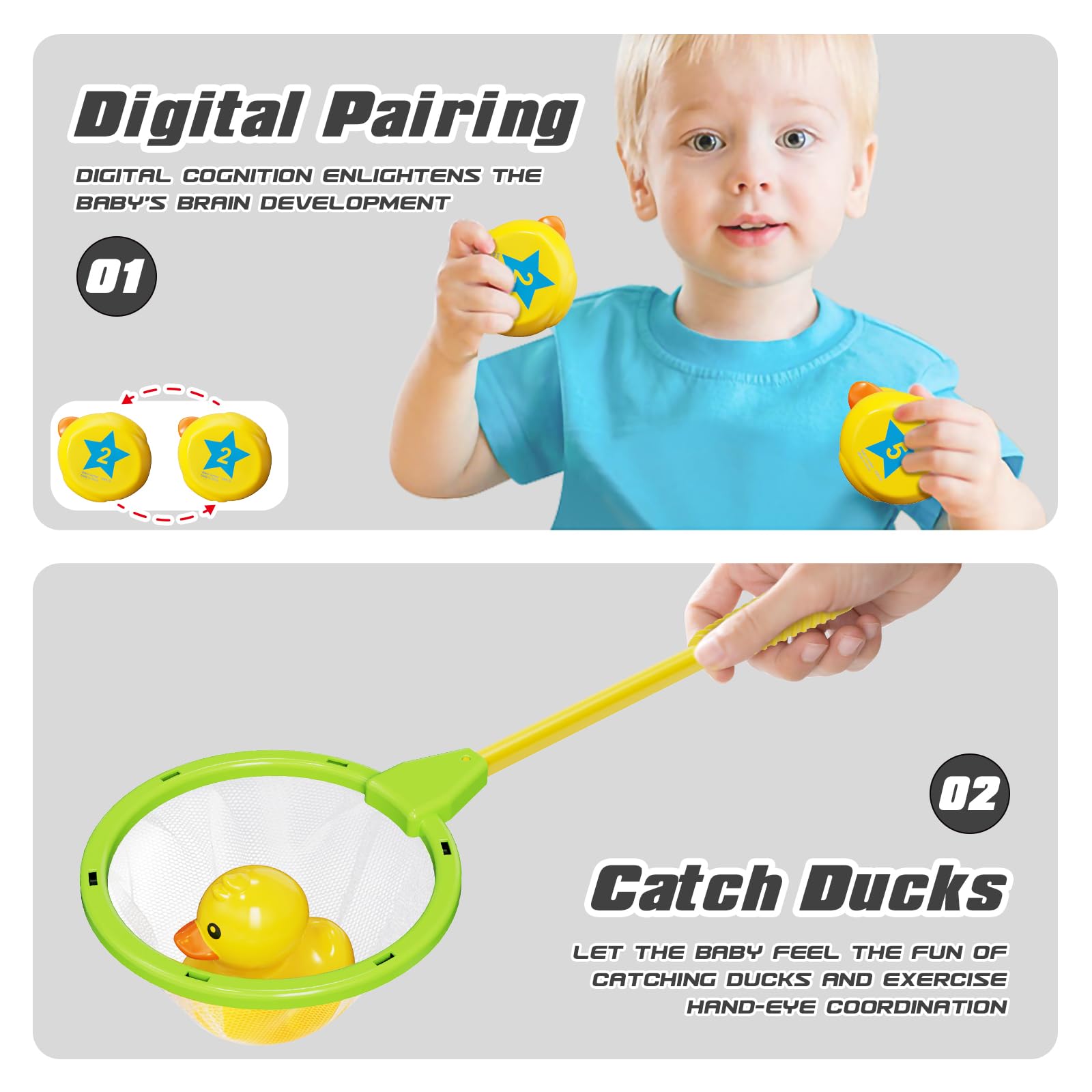 Plastic ducks with numbers for memory matching game