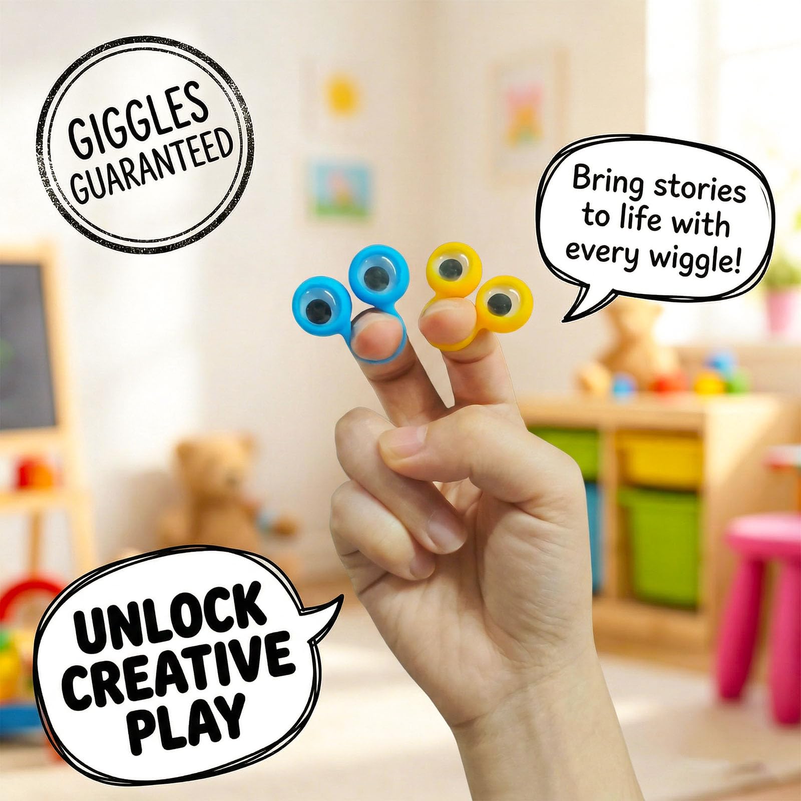 Googly eye rings puppet accessory for kids