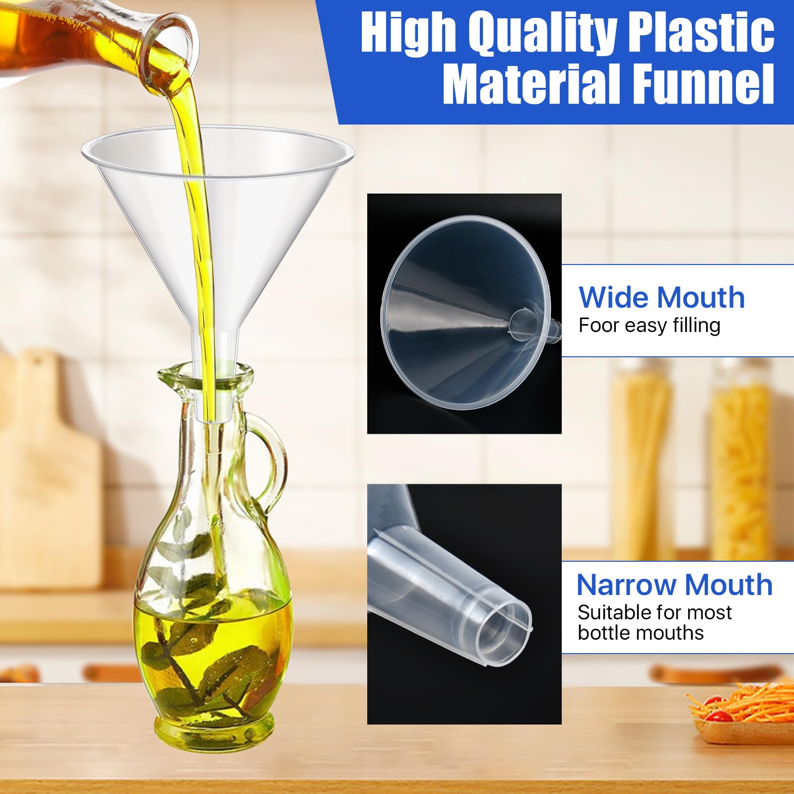Large 4.7x5.2 inch plastic funnel with long spout