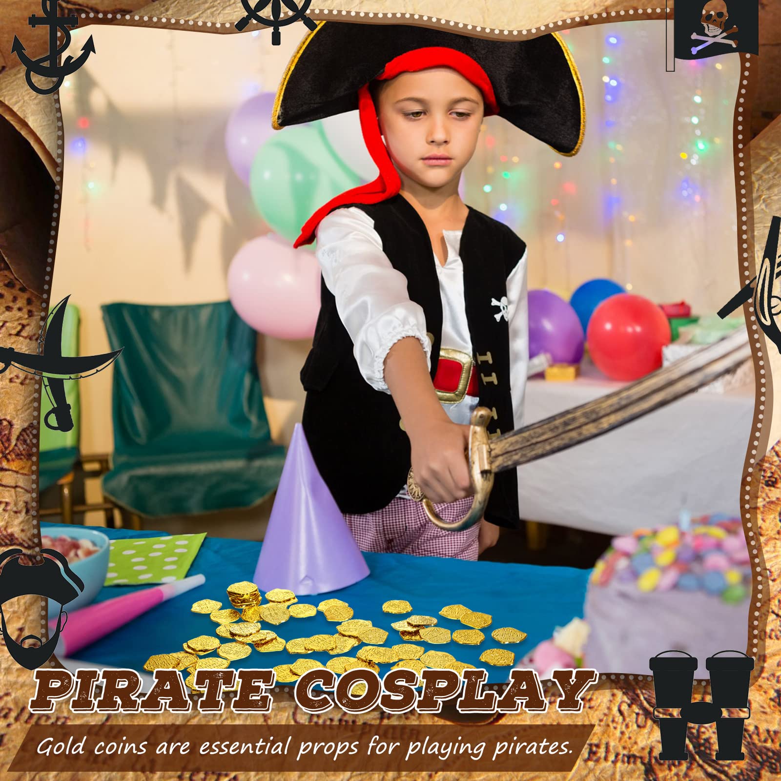 Treasure chest filler coins for pirate party