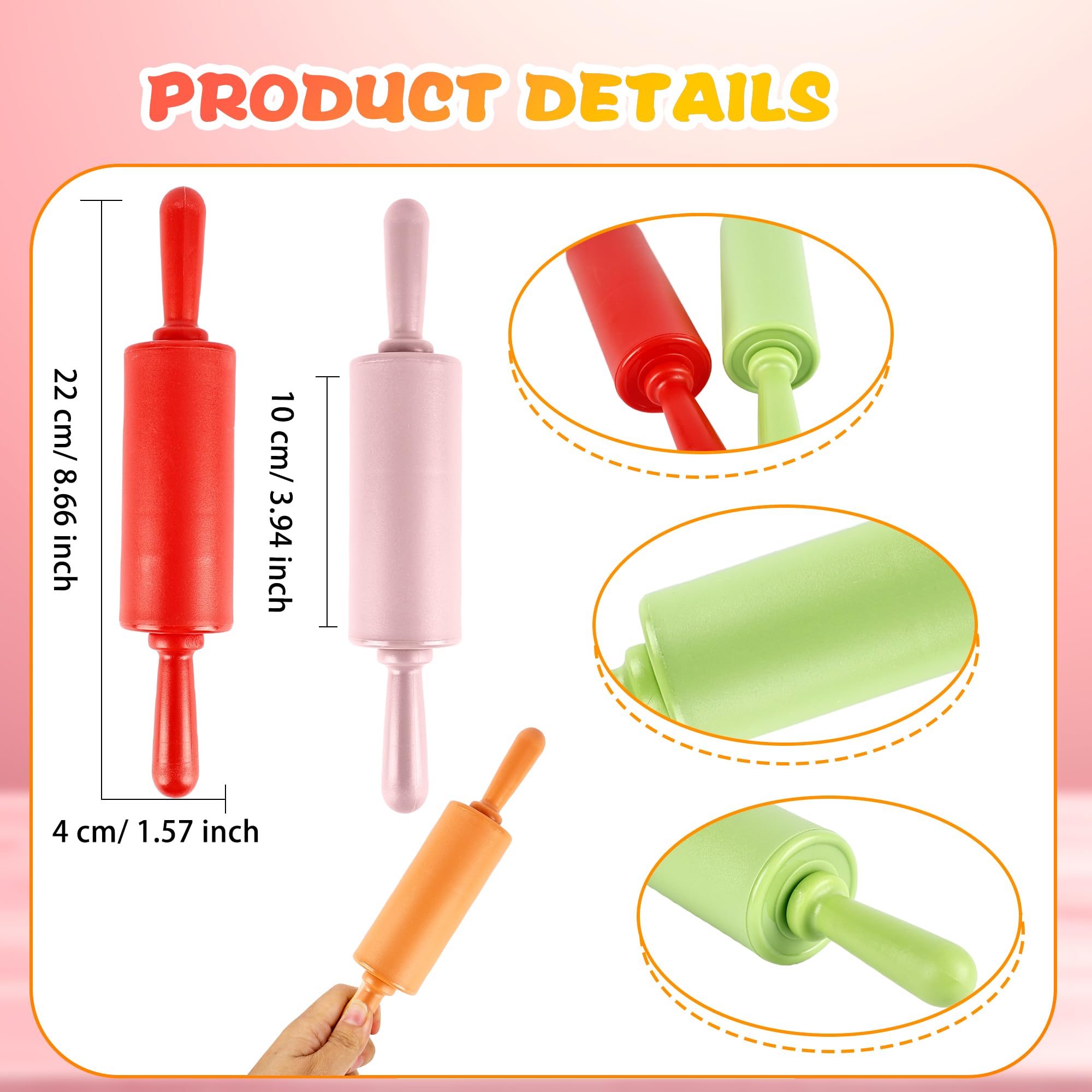 Plastic handle rolling pin safe for kids and easy to clean