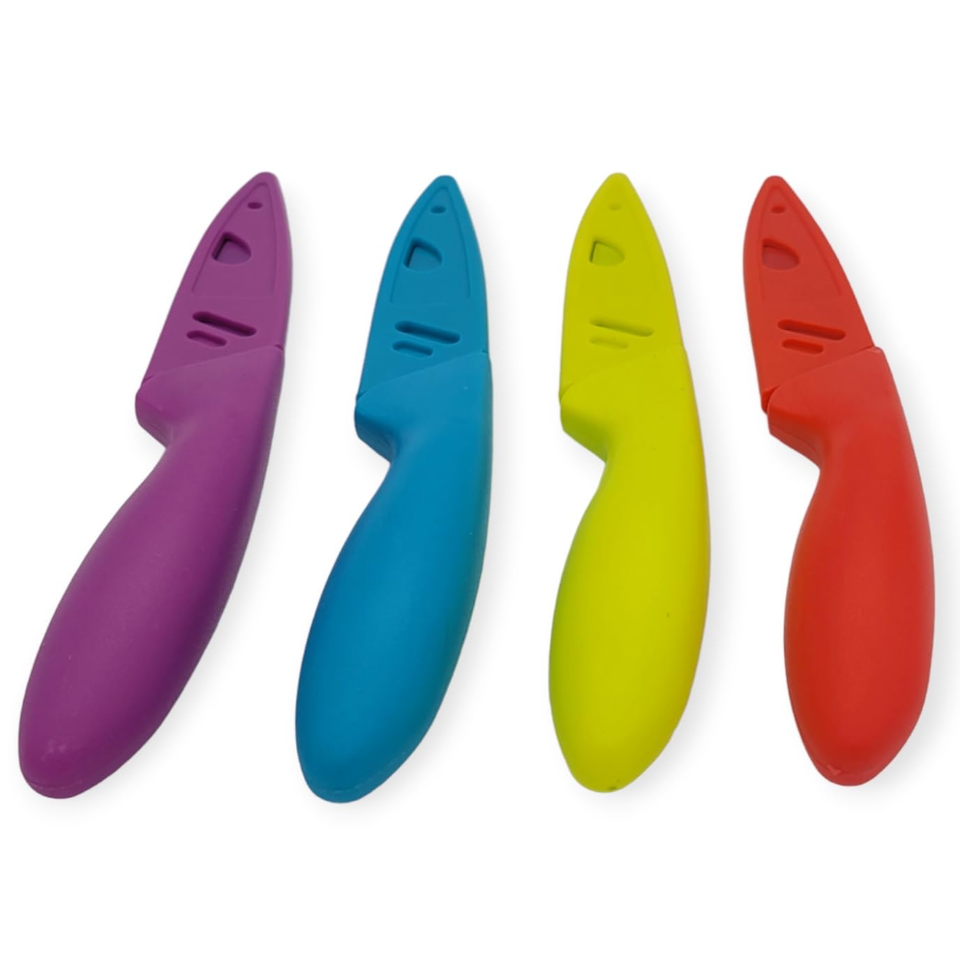4pc Handy Housewares paring knife set with color matching sheaths